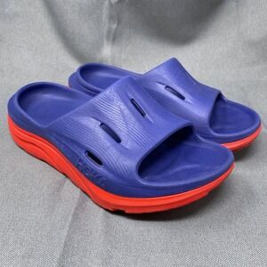 Hoka Ora Recovery Slide 3 Women's 8 Comfort Slides Sandals Blue Red Slip On
